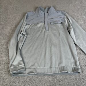 Under Armour Sweater Mens Extra Large Gray Knit 1/4 Zip Storm Micro Plaid Golf